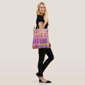 Roze  stijl Quilt Block Pattern Canvas tas (Op model)
