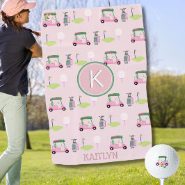 Roze Stijlvol Golf Ontwerp Aangepaste Naam Monogra Golfhanddoek