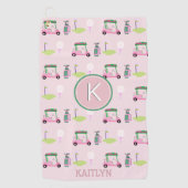 Roze Stijlvol Golf Ontwerp Aangepaste Naam Monogra Golfhanddoek (Voorkant)