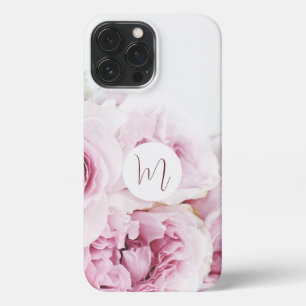 Roze, stijlvol initiaal iPhone 13 pro max hoesje