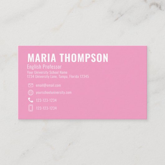 Roze, stijlvol  Paisley Pattern Modern Visitekaartje (Voorkant)