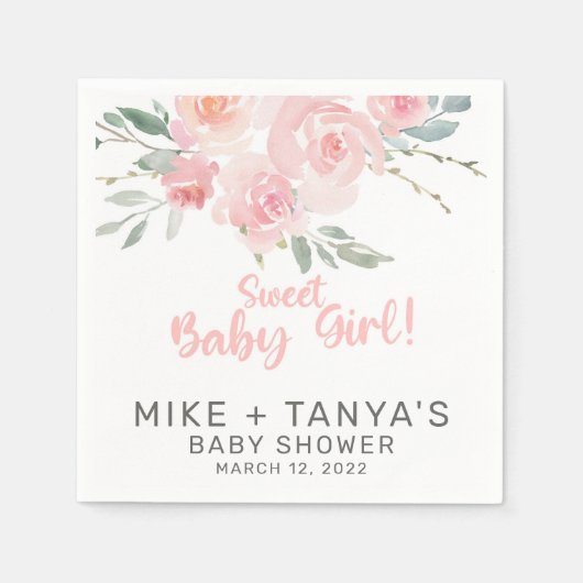 Roze, stijlvolle baby shower papieren luiers servet (Voorkant)