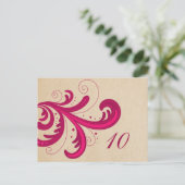 Roze Stijlvolle Briefkaart Tabelnummer wervelingen (Staand voorkant)