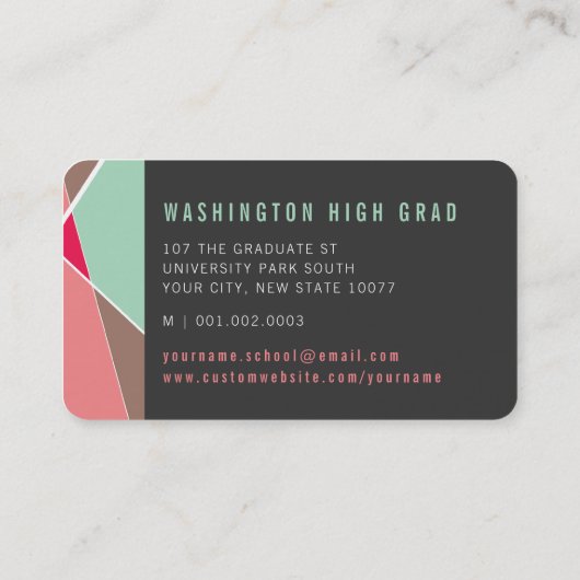 Roze Stijlvolle Geometrische Lijnen Mod Foto Afstu Contactkaartje (Achterkant)