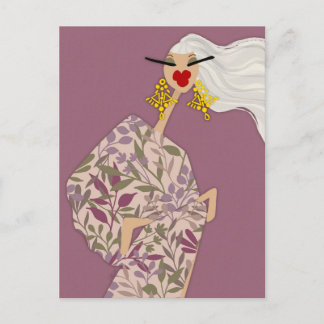 Roze stijlvolle glamour mode kunst ansichtkaart briefkaart