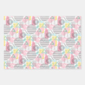Roze stijlvolle Memphis Style 80s Pop Art Geometri Inpakpapier Vel (Voorkant)