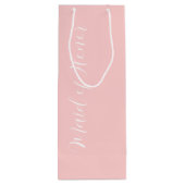 Roze Stijlvolle Script Getuige van de Bruid Wijn Cadeautas (Achterkant)