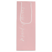 Roze Stijlvolle Script Getuige van de Bruid Wijn Cadeautas (Voorkant)