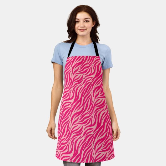 Roze Stijlvolle Tijgerstrepen Schort (Gedragen)