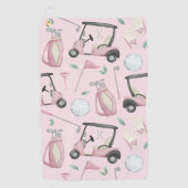 Roze Stijlvolle Vrouwelijke Golf Ontwerp Custom Mo Golfhanddoek (Voorkant)