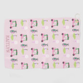 Roze Stijlvolle Vrouwelijke Golf Ontwerp Custom Na Golfhanddoek (Horizontaal)