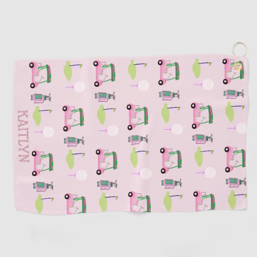 Roze Stijlvolle Vrouwelijke Golf Ontwerp Custom Na Golfhanddoek (Horizontaal)
