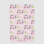 Roze Stijlvolle Vrouwelijke Golf Ontwerp Custom Na Golfhanddoek (Voorkant)