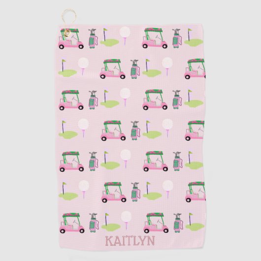 Roze Stijlvolle Vrouwelijke Golf Ontwerp Custom Na Golfhanddoek (Voorkant)