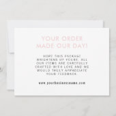 Roze, stijlvolle zwarte witte poladot bedankkaart (Achterkant)