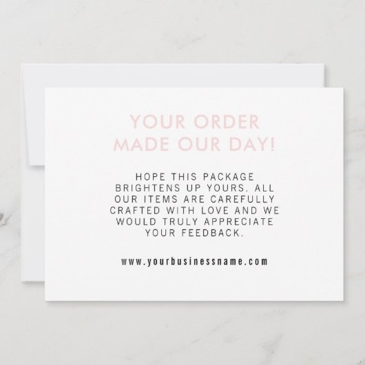 Roze, stijlvolle zwarte witte poladot bedankkaart (Achterkant)