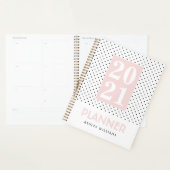 Roze, stijlvolle zwarte witte poladot planner (Display)