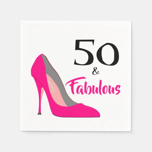 Roze Stiletto 50 en Fabulous 50th Birthday Party Servet (Voorkant)