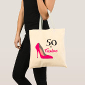 Roze Stiletto 50 en Fabulous 50th Birthday Tote Bag (Voorkant (product))