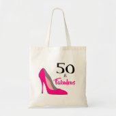 Roze Stiletto 50 en Fabulous 50th Birthday Tote Bag (Voorkant)
