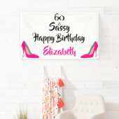 Roze Stiletto 60 en Sassy 60th Birthday Spandoek (Insitu)