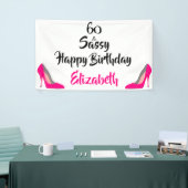 Roze Stiletto 60 en Sassy 60th Birthday Spandoek (Beurs)