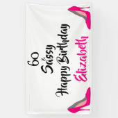 Roze Stiletto 60 en Sassy 60th Birthday Spandoek (Verticaal)