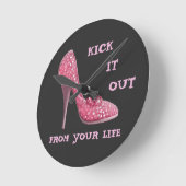 Roze Stiletto Diamonds Schoen Borstkanker Scheidin Ronde Klok (Hoek)