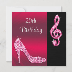 Roze Stiletto & Drieklank 20ste Verjaardag Kaart