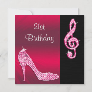 Roze Stiletto & Drieklank 21e Verjaardag Kaart