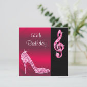 Roze Stiletto & Drieklank 55ste Verjaardag Kaart (Staand voorkant)