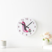 Roze Stiletto en Cherry Cupcake Art Wall Clock Ronde Klok (Huis)