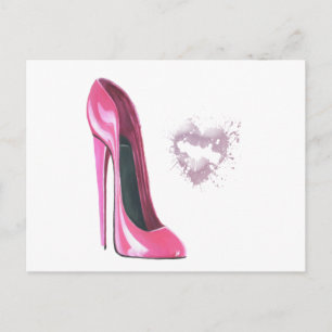 Roze Stiletto en Kiss Briefkaart