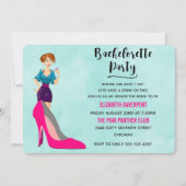 Roze Stiletto en Party Girl Bachelorette nodigen u Kaart (Voorkant)