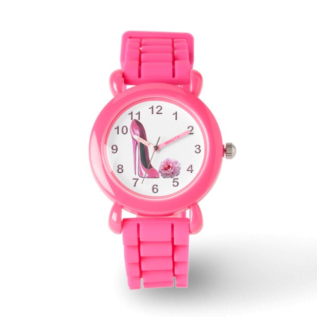 Roze Stiletto en Roos horloge (Voorkant)