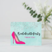 Roze Stiletto Heel Bachelorette Party Dank u Briefkaart (Staand voorkant)