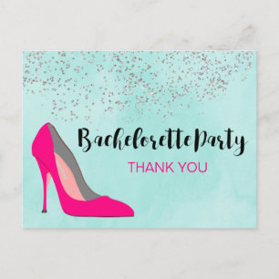 Roze Stiletto Heel Bachelorette Party Dank u Briefkaart