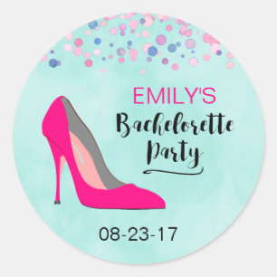 Roze Stiletto Hiel Bachelorette Party Ronde Sticker