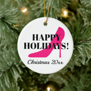 Roze stiletto kerstboom ornament cadeau