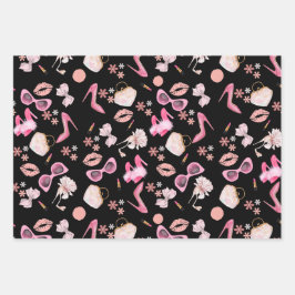 Roze stiletto lippenstift tas glazen echtscheiding inpakpapier vel