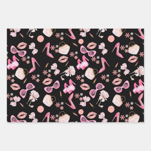 Roze stiletto lippenstift tas glazen echtscheiding inpakpapier vel (Voorkant)