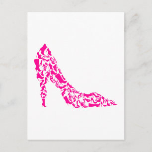 Roze stiletto met verschillende schoensilhouettes briefkaart