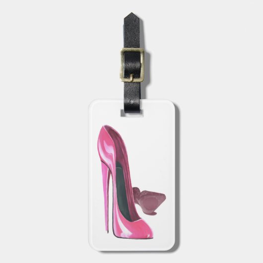 Roze Stiletto schetst kunst Bagagelabel (Voorkant verticaal)