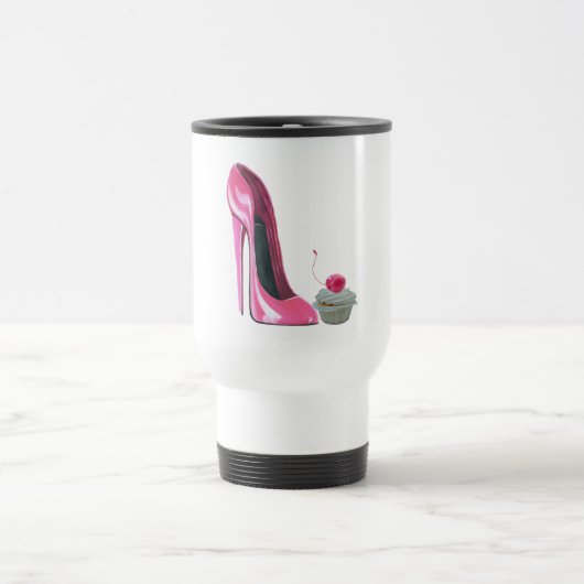 Roze Stiletto-schoen en cupcake Reisbeker (Center)