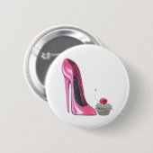 Roze Stiletto-schoen en cupcake Ronde Button 5,7 Cm (Voorkant /achterkant)