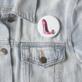 Roze Stiletto-schoen en cupcake Ronde Button 5,7 Cm (In situ)