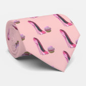 Roze Stiletto-schoen en cupcake Stropdas (Opgerold)
