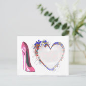 Roze Stiletto Schoen en Hartgeschenken Briefkaart (Staand voorkant)