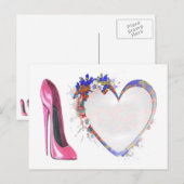 Roze Stiletto Schoen en Hartgeschenken Briefkaart (Voorkant / Achterkant)