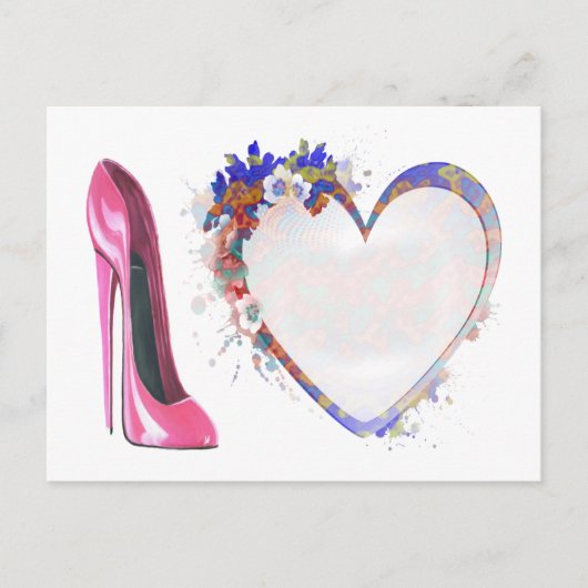 Roze Stiletto Schoen en Hartgeschenken Briefkaart (Voorkant)